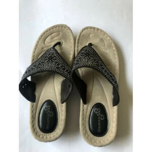 Mountain Sole Bling Thong Wedge Sandal Black